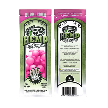 BLUNT WRAP HEMP BUBBLE GUM X4