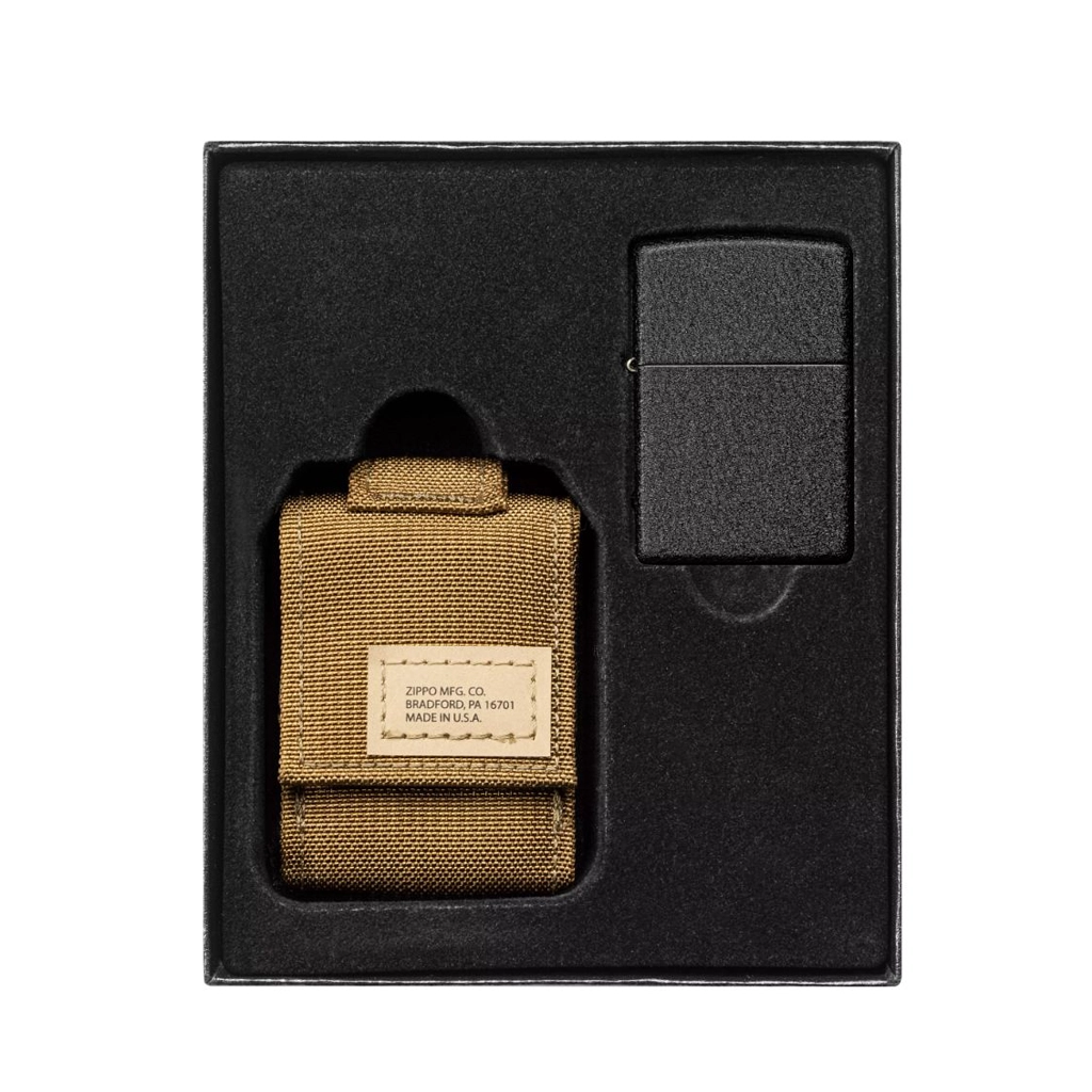 ZIPPO 49401 GIFT SET COYOTE POUCH AND BLACK CRACKLE® - Imagen 4